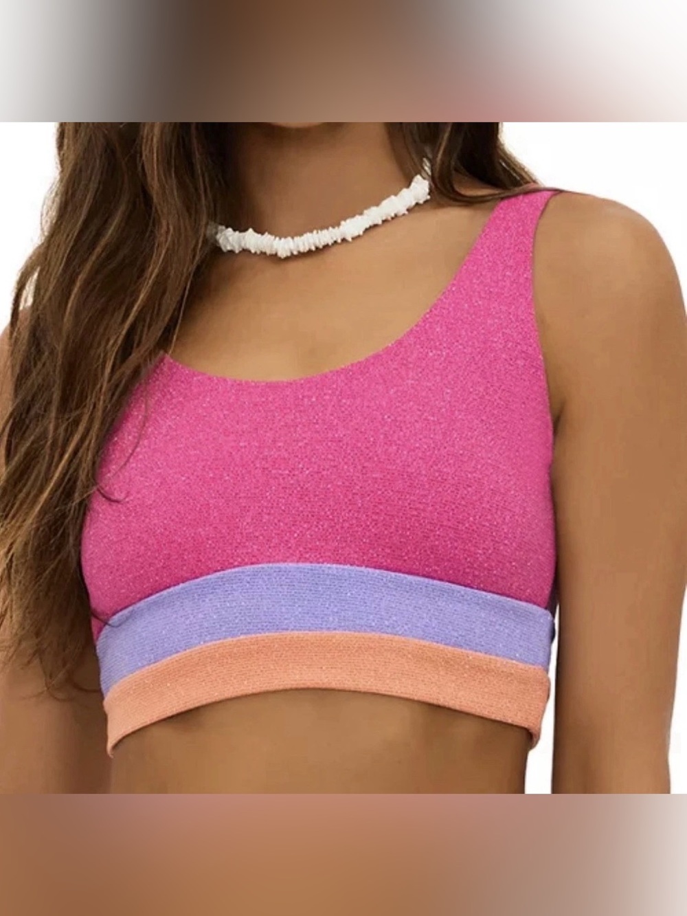 Beach Riot Mackenzie Bikini Top, Coral Bay Colorblock, MSRP $98